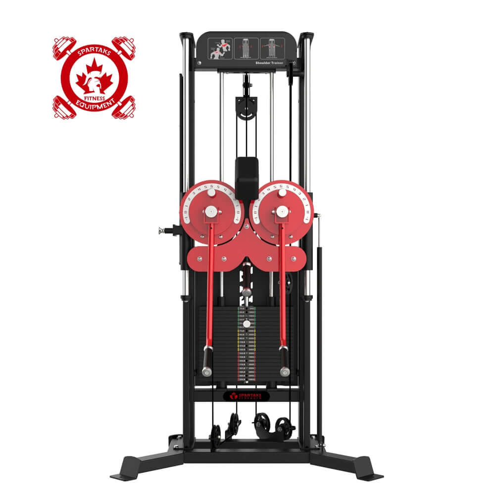 Spartaks Strength Standing Multi Fly Machine for chest and shoulder isolation workout equipment in Canada.