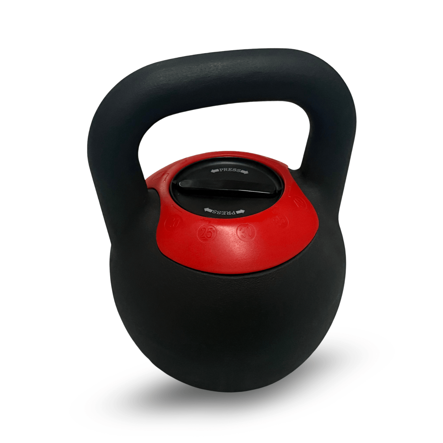 Spartaks Strength Adjustable Kettlebell (20–40LB) featuring a distinct red and black design for versatile home workouts.