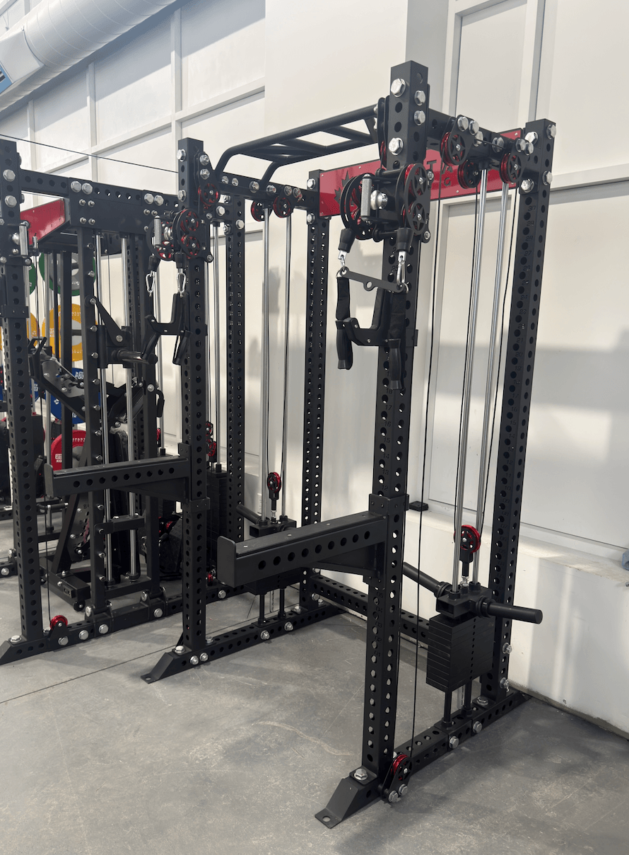 Image of a functional trainer with smith machine, showcasing the Spartaks KB24 Rack for strength training.