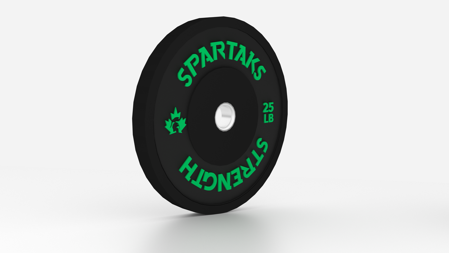 25lb Weight plate with 'Spartaks Strength' branding on a white background