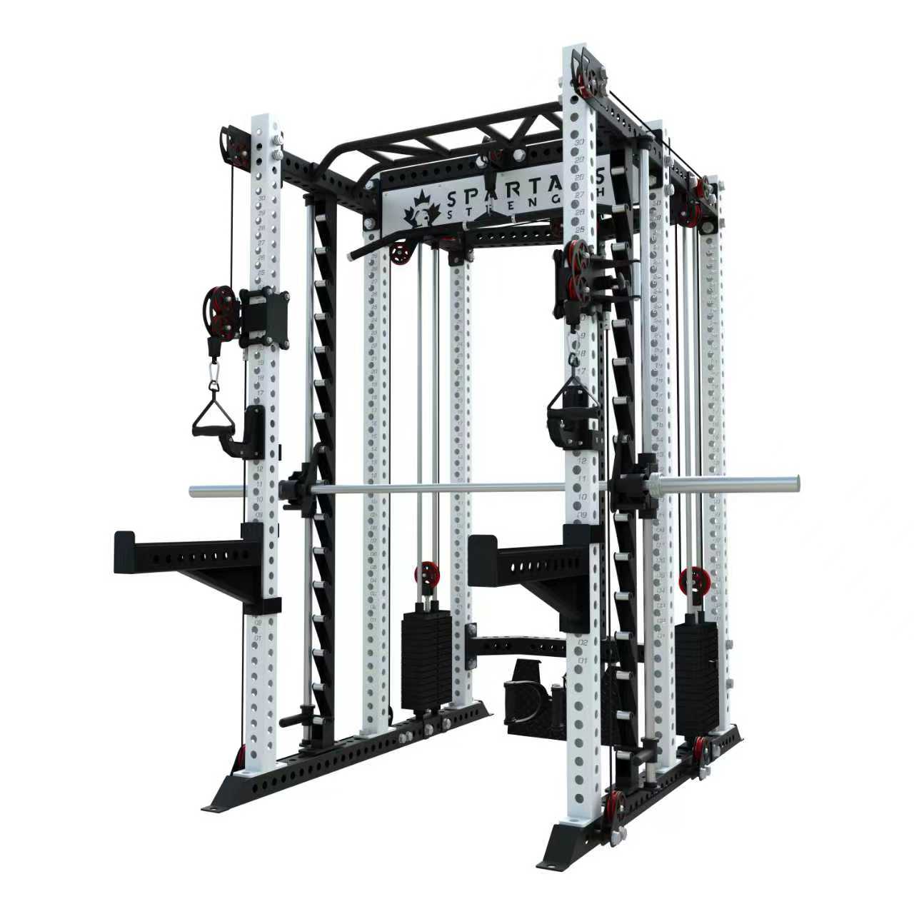 Spartaks Strength KB2407 7 Post Full Rack Smith Machine Functional Trainer