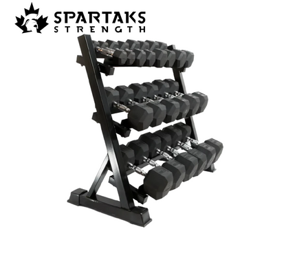 Spartaks Strength 550lb Dumbbell Set with 3 Tiered Rack image 1