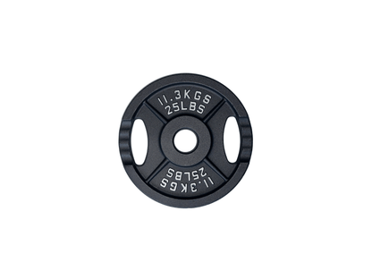 Spartaks Strength Cast Iron Olympic Weight Plates (10–45LB 230LB Set) in 25LB size with clean design.