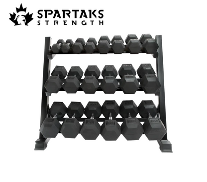 Spartaks Strength 550lb Dumbbell Set with 3 Tiered Rack image 0