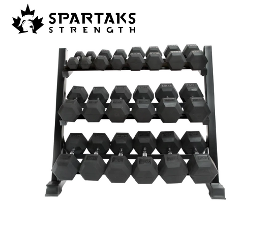 Spartaks Strength 550lb Dumbbell Set with 3 Tiered Rack image 0