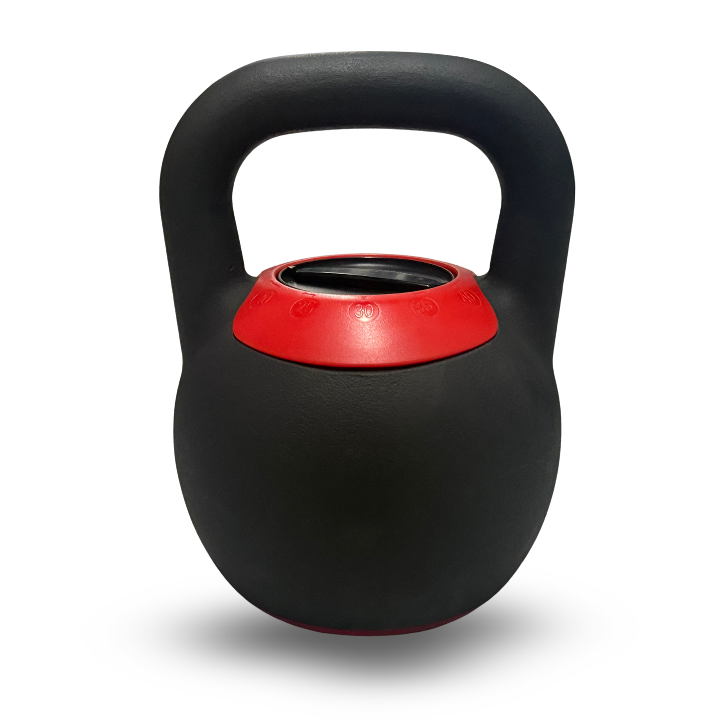 spartaks black and red adjustable kettlebell on a white background