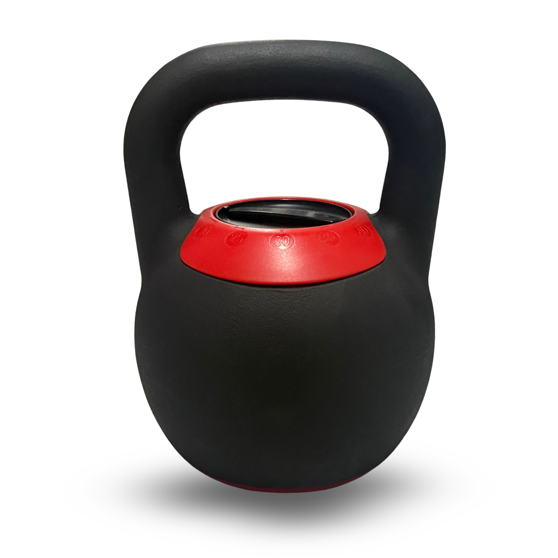 spartaks black and red adjustable kettlebell on a white background
