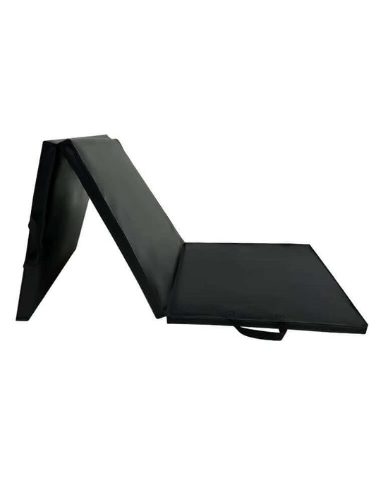 Lara Star Folding Exercise Mat (3-Fold Design) shown in black, portable for home workouts and fitness training.