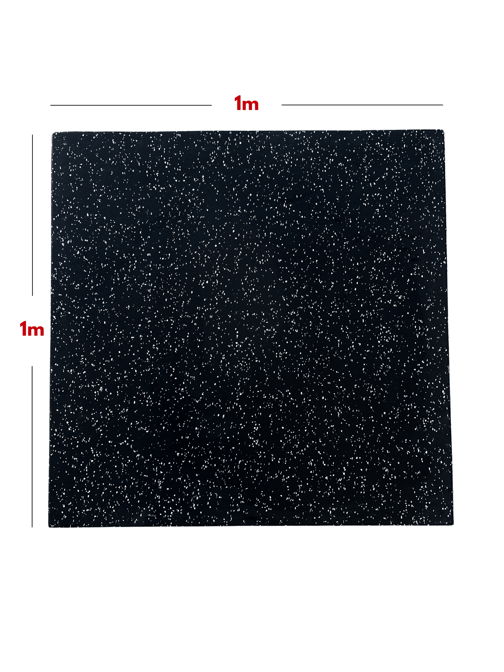 Premium Rubber Gym Flooring Mats - 1m x 1m, black with specks, ideal for workout spaces and home gyms.