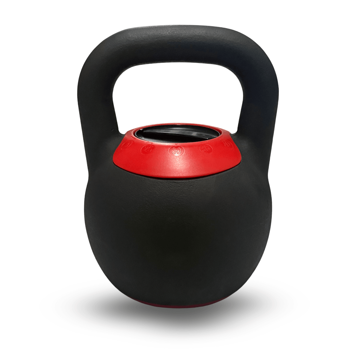 Spartaks Strength Adjustable Kettlebell (20–40LB) in black with a red top, perfect for strength training and home gym workouts.