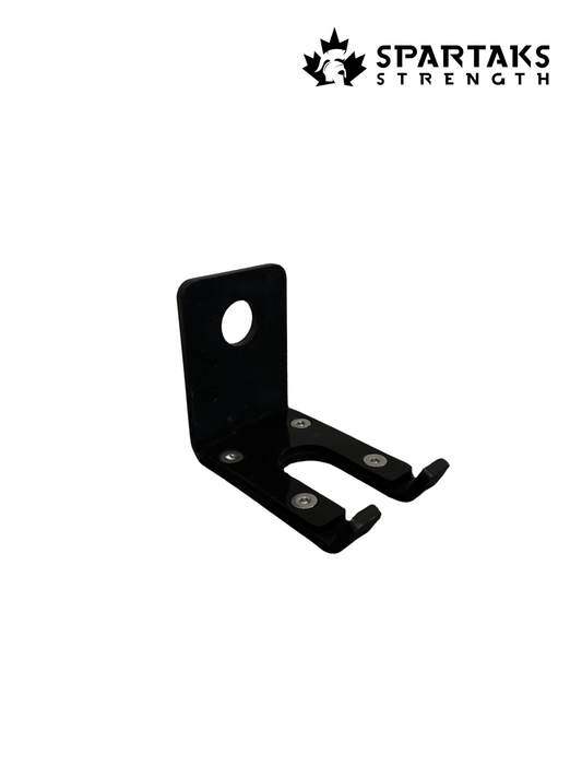 Spartaks Strength Barbell Holder Rack Attachment for vertical storage of Olympic barbells in gym equipment Canada.
