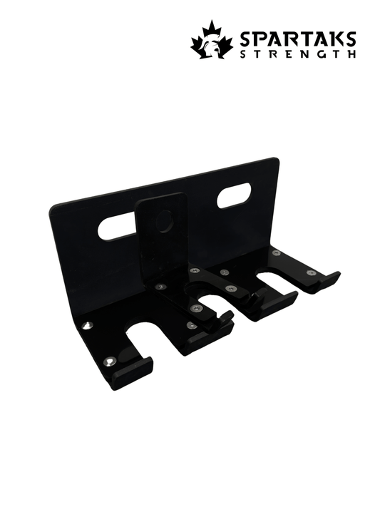 Spartaks Strength Barbell Holder Rack Attachment for organized gym storage and equipment protection.