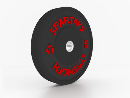 Spartaks Strength High Performance Bumper Plates (10LB to 55LB) showing a 35LB weight plate.
