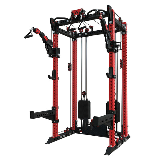 Spartaks Strength KB2404 Functional Trainer (3”×3”, 9-Gauge Steel) with integrated cable system and weight stack.