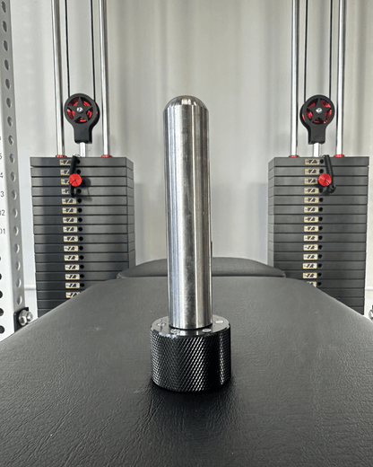 Spartaks Strength Magnetic Rack Attachment Pin displayed on gym equipment, perfect for secure adjustments in home gym setups.
