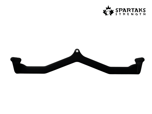 Spartaks Strength Rubber Coated Wide Grip Lat Pulldown Bar Attachment with black finish for effective workouts.